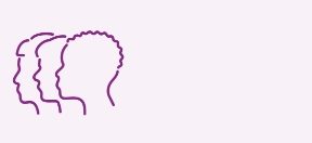 An outline profile illustration of three people.